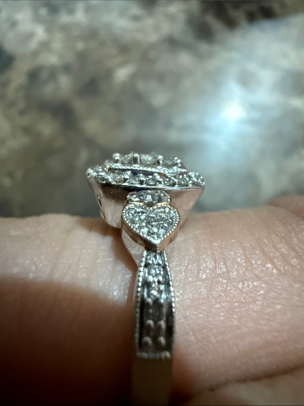 Diamond Halo Cluster Ring in Sterling Silver&14k sz7 - Picture 10 of 17